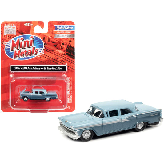 1959 Ford Fairlane Wedgewood Blue and Surf Blue Metallic Two-Tone 1/87 (HO) Scale Model Car by Classic Metal Works