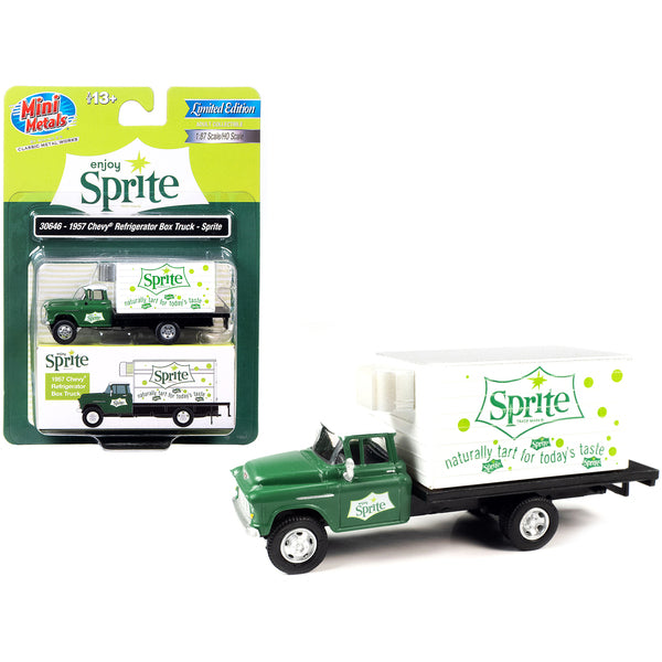 1957 Chevrolet Refrigerated Box Truck Green with White Top "Sprite" 1/87 (HO) Scale Model by Classic Metal Works