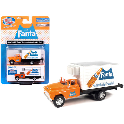 1957 Chevrolet Refrigerated Box Truck Orange with White Top "Fanta" 1/87 (HO) Scale Model by Classic Metal Works