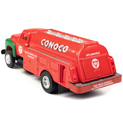 1954 Ford Tanker Truck Red and Green "Conoco" 1/87 (HO) Scale Model by Classic Metal Works