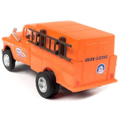 1955 Chevrolet Utility Truck Orange "Union Electric" 1/87 (HO) Scale Model by Classic Metal Works