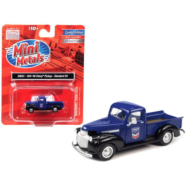 1941-1946 Chevrolet Pickup Truck Blue and Black "Standard Oil" 1/87 (HO) Scale Model by Classic Metal Works