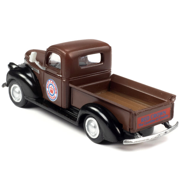 1941-1946 Chevrolet Pickup Truck Brown and Black "Red Crown Gasoline" 1/87 (HO) Scale Model by Classic Metal Works