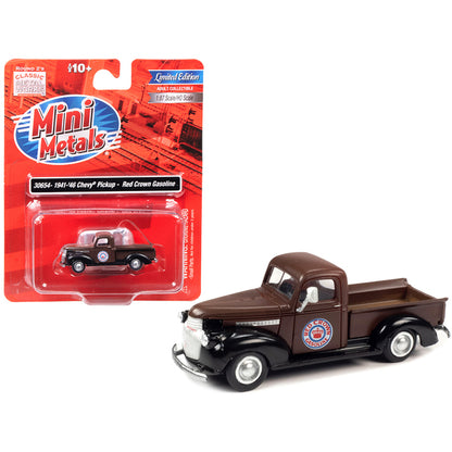 1941-1946 Chevrolet Pickup Truck Brown and Black "Red Crown Gasoline" 1/87 (HO) Scale Model by Classic Metal Works