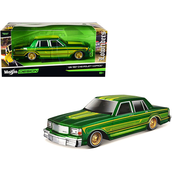 1987 Chevrolet Caprice Green Metallic with Graphics "Lowriders" "Classic Muscle" Series 1/26 Diecast Model Car by Maisto