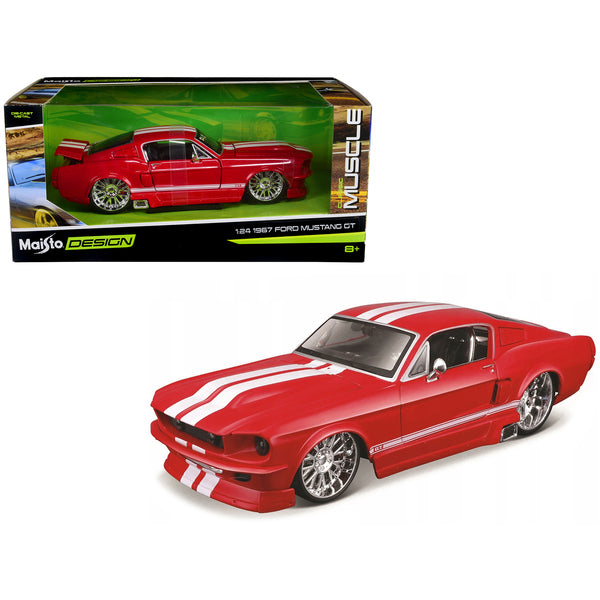 1967 Ford Mustang GT Red with White Stripes "Classic Muscle" "Maisto Design" Series 1/24 Diecast Model Car by Maisto