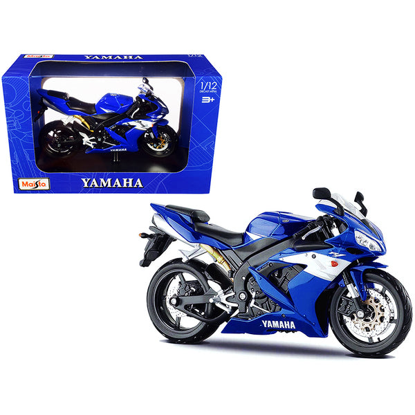 2004 Yamaha YZF-R1 Blue Bike with Plastic Display Stand 1/12 Diecast Motorcycle Model by Maisto