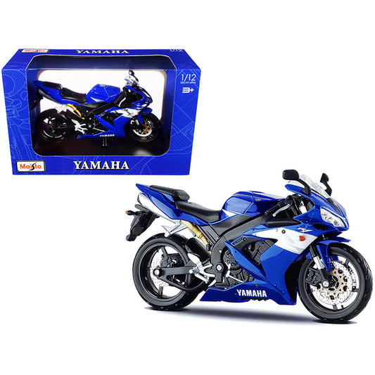 2004 Yamaha YZF-R1 Blue Bike with Plastic Display Stand 1/12 Diecast Motorcycle Model by Maisto