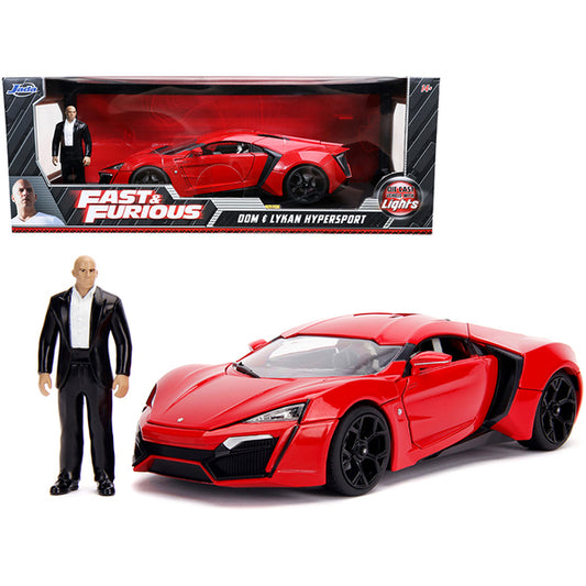 Lykan Hypersport Red with Lights and Dom Figurine "Fast & Furious" Movie 1/18 Diecast Model Car by Jada