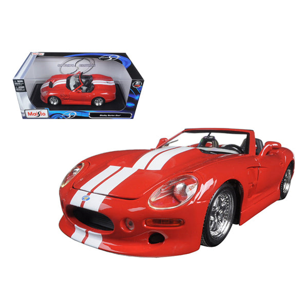 Shelby Series 1 Red with White Stripes 1/18 Diecast Model Car by Maisto