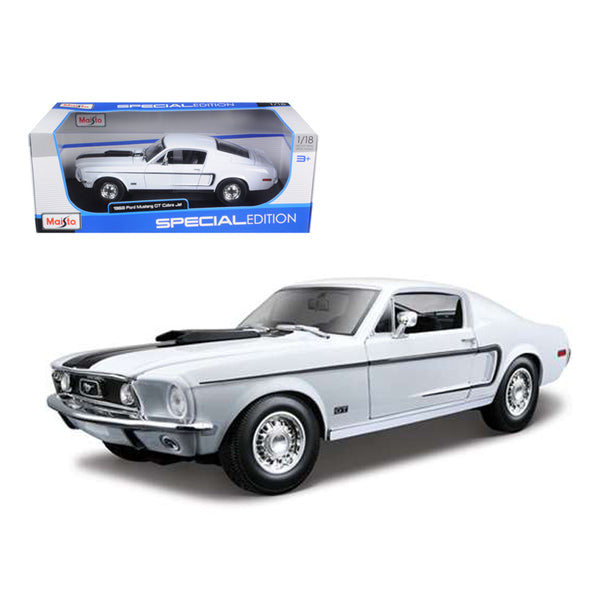 1968 Ford Mustang CJ Cobra Jet White 1/18 Diecast Model Car by Maisto