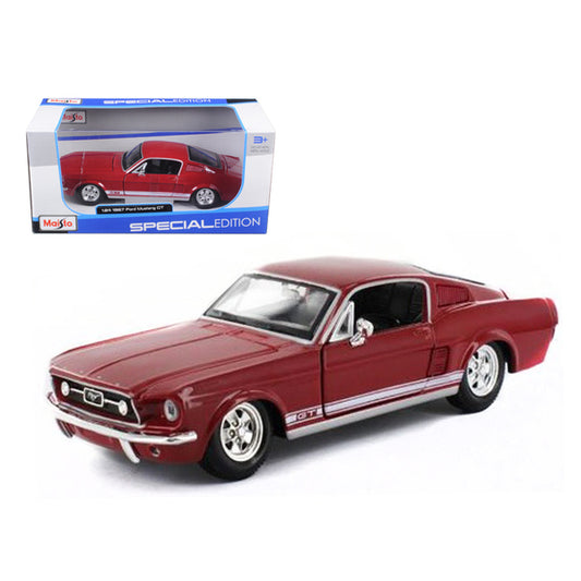 1967 Ford Mustang GT Red with White Stripes 1/24 Diecast Model Car by Maisto