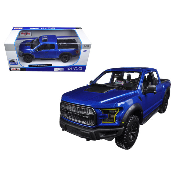 2017 Ford Raptor Pickup Truck Blue Metallic 1/24 Diecast Model Car by Maisto