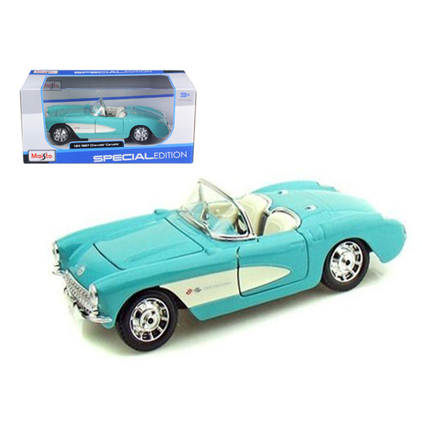 1957 Chevrolet Corvette Convertible Turquoise 1/24 Diecast Model Car by Maisto