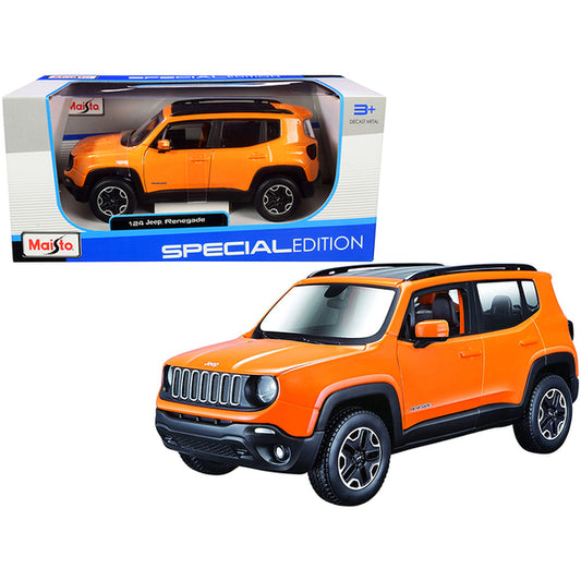 Jeep Renegade Orange Metallic with Black Top "Special Edition" 1/24 Diecast Model Car by Maisto