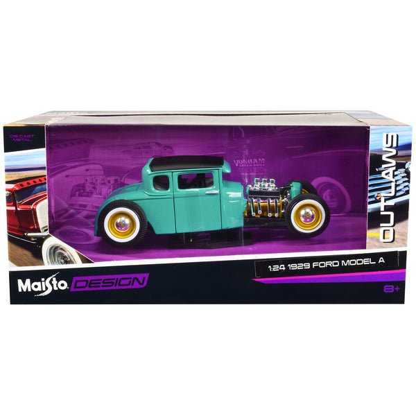 1929 Ford Model A Green with Matt Black Top "Outlaws" Series 1/24 Diecast Model Car by Maisto