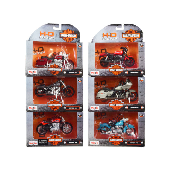 Harley-Davidson Motorcycles 6 piece Set Series 40 1/18 Diecast Models by Maisto