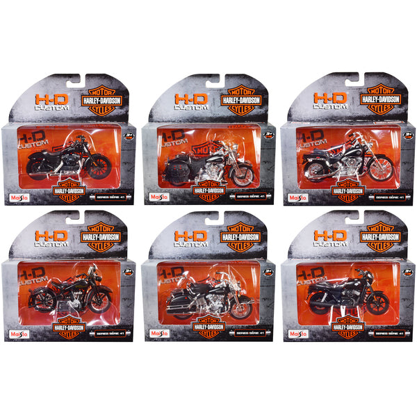 Harley-Davidson Motorcycles 6 piece Set Series 41 1/18 Diecast Models by Maisto