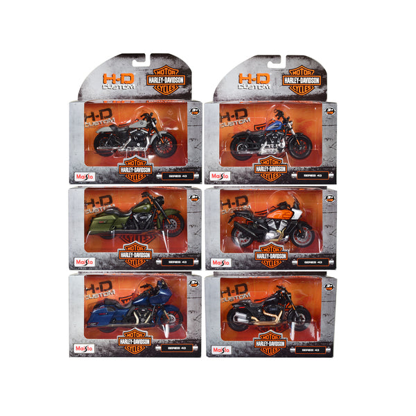 Harley-Davidson Motorcycles 6 piece Set Series 43 1/18 Diecast Models by Maisto