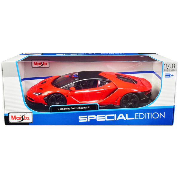 Lamborghini Centenario Orange with Matt Black Top "Special Edition" 1/18 Diecast Model Car by Maisto