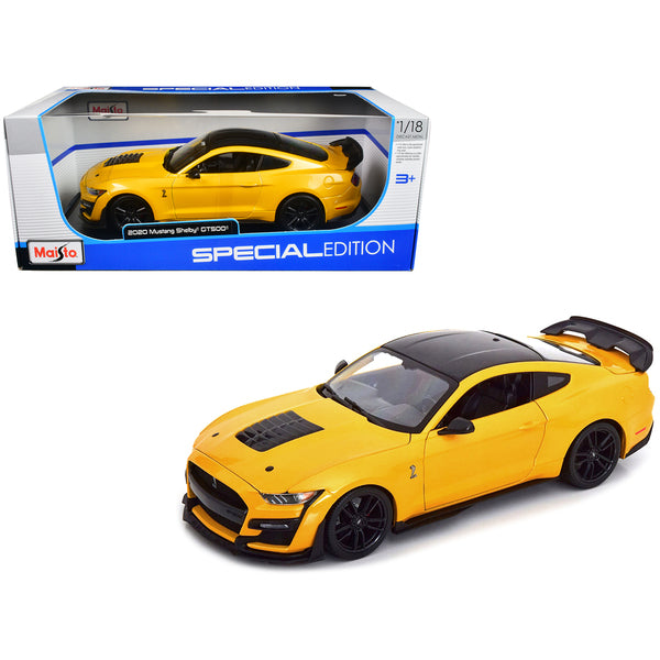 2020 Ford Mustang Shelby GT500 Yellow with Black Top "Special Edition" 1/18 Diecast Model Car by Maisto