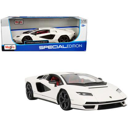 Lamborghini Countach LPI 800-4 White with Black Accents and Red Interior "Special Edition" 1/18 Diecast Model Car by Maisto