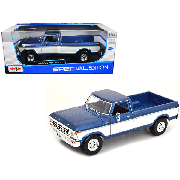 1979 Ford F-150 Ranger Pickup Truck Blue Metallic and Cream "Special Edition" 1/18 Diecast Model Car by Maisto