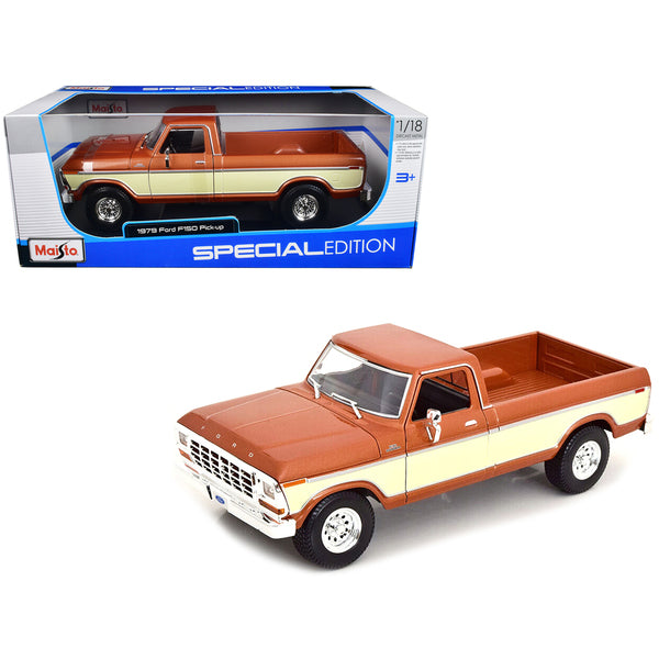 1979 Ford F-150 Ranger Pickup Truck Brown Metallic and Cream "Special Edition" 1/18 Diecast Model Car by Maisto