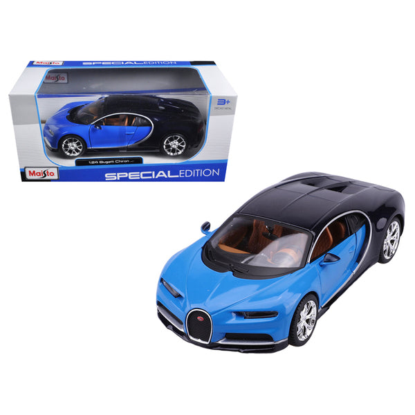 Bugatti Chiron Blue and Dark Blue 1/24 Diecast Model Car by Maisto