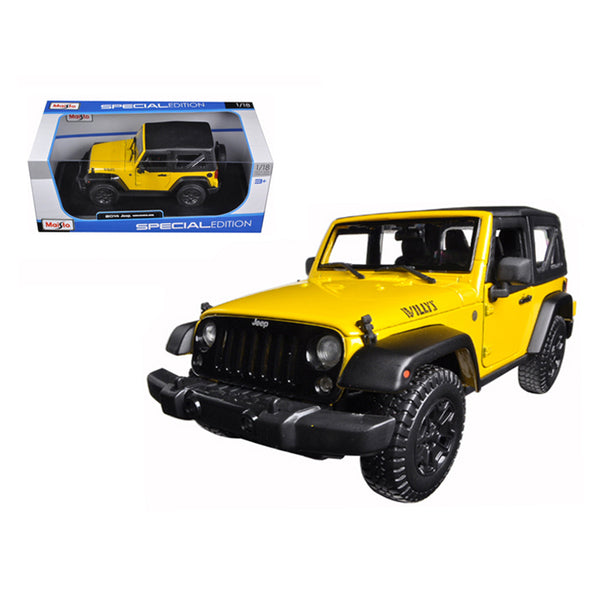 2014 Jeep Wrangler Willys Yellow 1/18 Diecast Model Car by Maisto