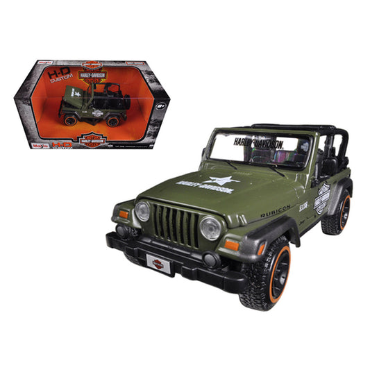 Jeep Wrangler Rubicon Harley Davidson Green 1/27 Diecast Model by Maisto