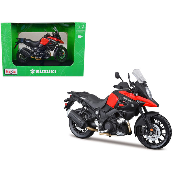 Suzuki V-Strom 1000 Red and Black with Plastic Display Stand 1/12 Diecast Motorcycle Model by Maisto