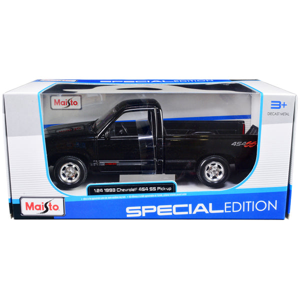 1993 Chevrolet 454 SS Pickup Truck Black 1/24 Diecast Model Car by Maisto