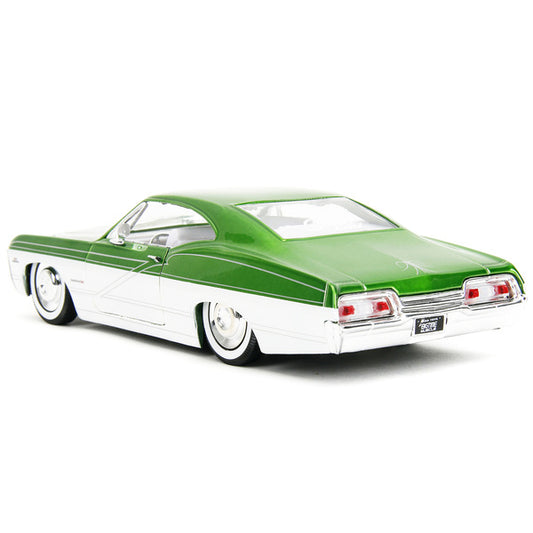 1967 Chevrolet Impala SS Green Metallic and White with White Interior "Bigtime Muscle" Series 1/24 Diecast Model Car by Jada