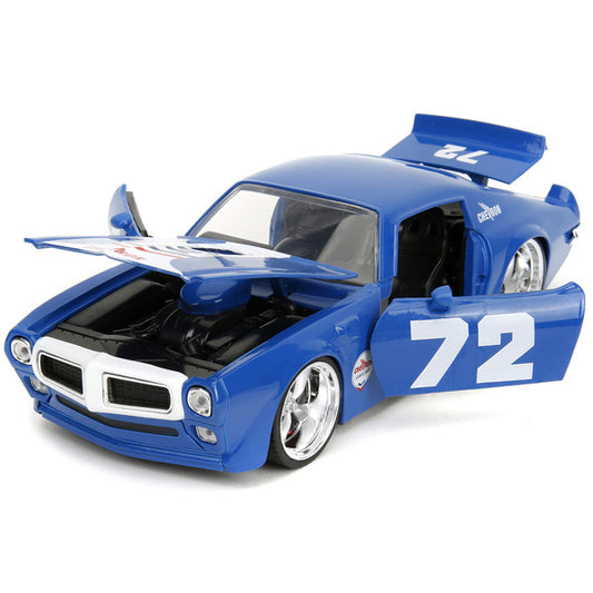 1972 Pontiac Firebird #72 Blue with White Stripe "Chevron" "Bigtime Muscle" Series 1/24 Diecast Model Car by Jada