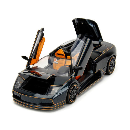 Lamborghini Murcielago Roadster Black Metallic with Orange Interior "Pink Slips" Series 1/24 Diecast Model Car by Jada