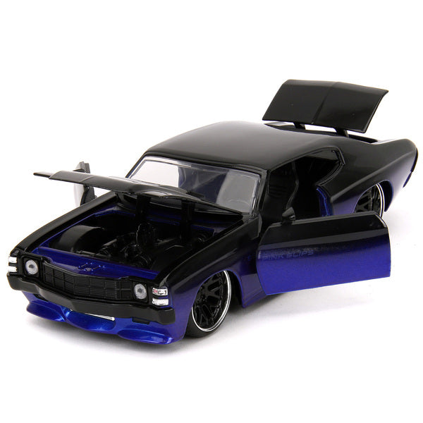 1971 Chevrolet Chevelle SS Black and Blue "Pink Slips" Series 1/24 Diecast Model Car by Jada