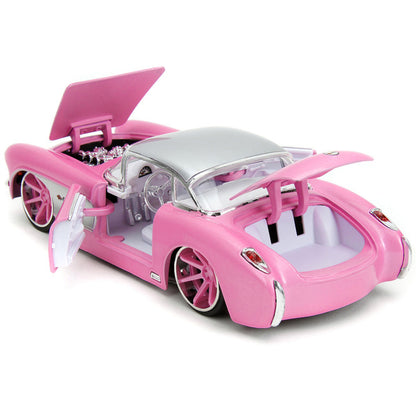 1957 Chevrolet Corvette Pink Metallic with Silver Top and White Interior "Pink Slips" Series 1/24 Diecast Model Car by Jada