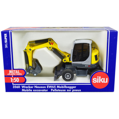 Wacker Neuson EW65 Mobile Excavator Yellow and Gray 1/50 Diecast Model by Siku