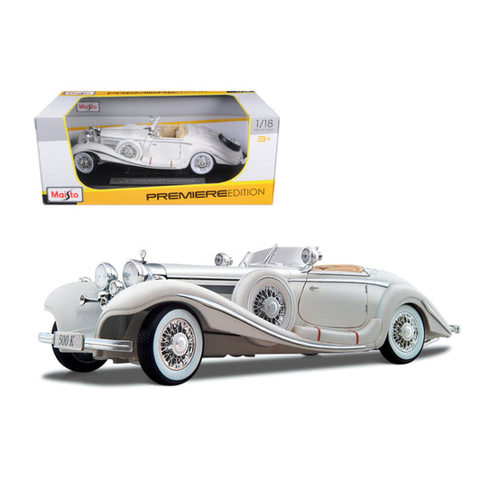 1936 Mercedes Benz 500 K Special Roadster White 1/18 Diecast Model Car by Maisto