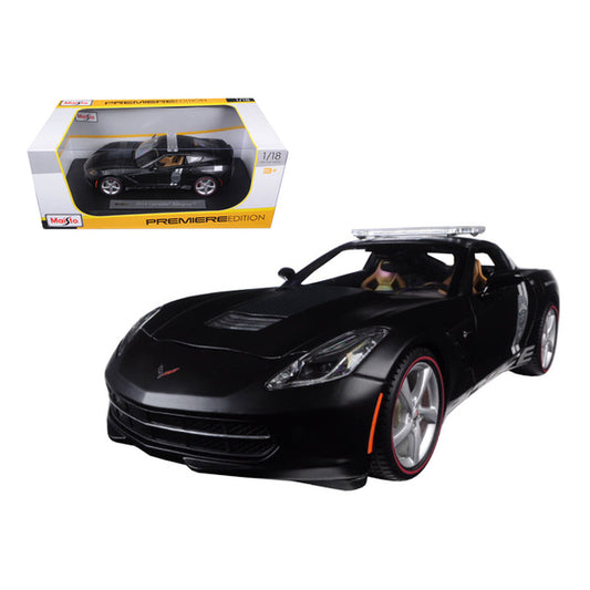 2014 Chevrolet Corvette C7 Stingray Police Matt Black 1/18 Diecast Model Car by Maisto