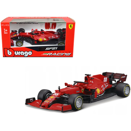 Ferrari SF21 #55 Carlos Sainz Formula One F1 World Championship (2021) Formula Racing Series 1/43 Diecast Model Car by Bburago