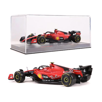 Ferrari SF-23 #55 Carlos Sainz "Formula One F1 World Championship" (2023) with Display Case "Formula Racing" Series 1/43 Diecast Model Car by Bburago