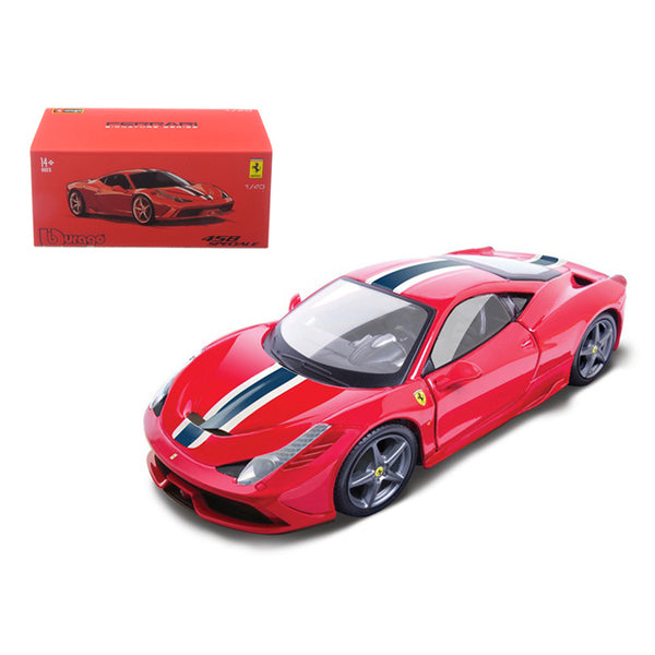 Ferrari 458 Speciale Red with White and Blue Stripes "Signature Series" 1/43 Diecast Model Car by Bburago