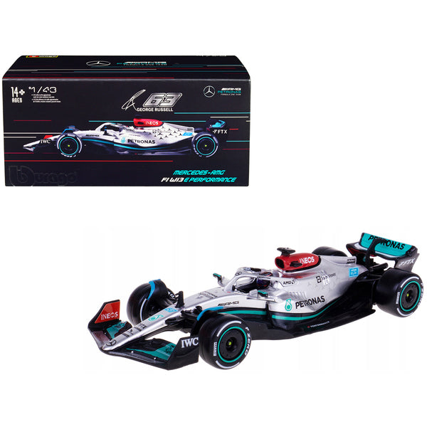 Mercedes-AMG F1 W13 E Performance #63 George Russell "F1 Formula One World Championship" (2022) with Display Case 1/43 Diecast Model Car by Bburago