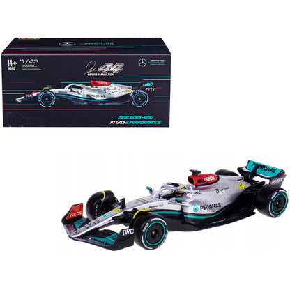 Mercedes-AMG F1 W13 E Performance #44 Lewis Hamilton "F1 Formula One World Championship" (2022) with Display Case 1/43 Diecast Model Car by Bburago