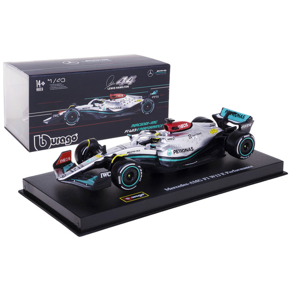 Mercedes-AMG F1 W13 E Performance #44 Lewis Hamilton "F1 Formula One World Championship" (2022) with Display Case 1/43 Diecast Model Car by Bburago