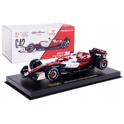 Alfa Romeo C42 #24 Zhou Guanyu F1 Formula One "Bahrain Grand Prix" (2022) with Display Case 1/43 Diecast Model Car by Bburago