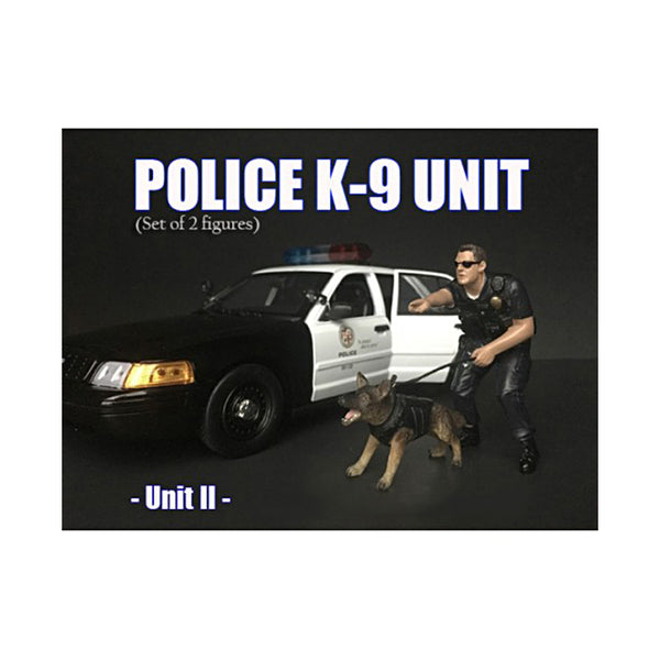 Police Officer Figure with K9 Dog Unit II for 1/18 Scale Models by American Diorama