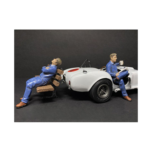 Sitting Mechanics 2 piece Figurine Set for 1/18 Scale Models by American Diorama